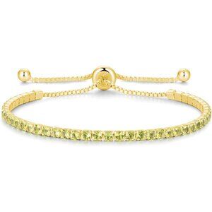 Gold-Aug-Peridot Sterling Silver Birthstone 2.5mm Tennis Bolo Bracelet